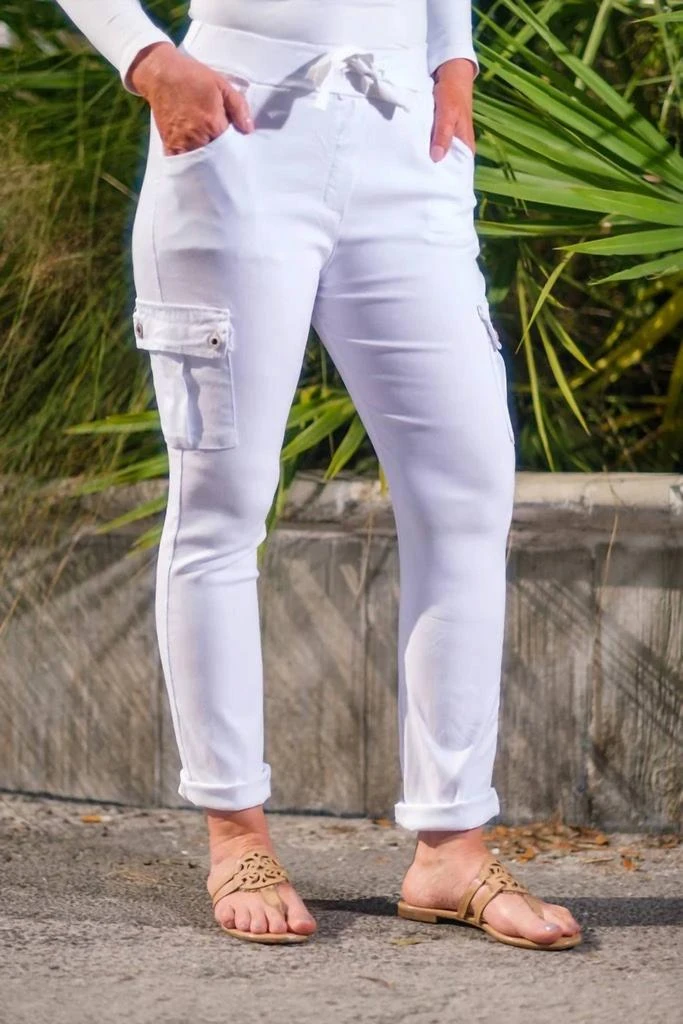 商品Tina Stevens|Ashley Cargo Jogger Pants In White,价格¥486,第3张图片详细描述