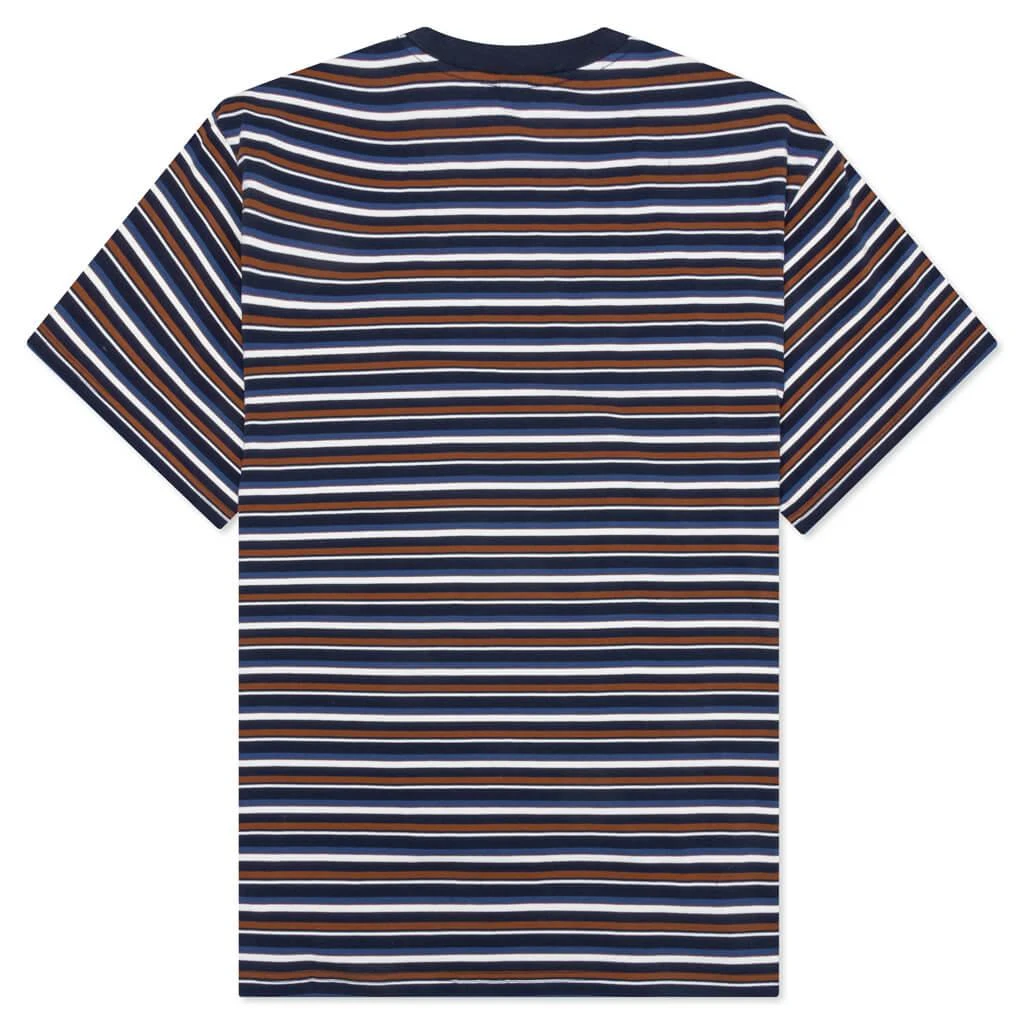 商品Brain Dead|Brain Dead Nineties Blocked Striped T-Shirt - Navy,价格¥342,第2张图片详细描述