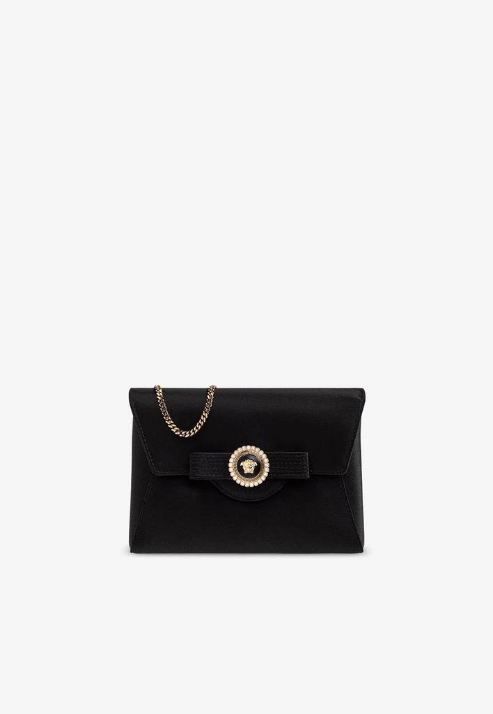 商品Versace|Crystal Gianni Ribbon Satin Clutch Bag,价格¥7746,第1张图片