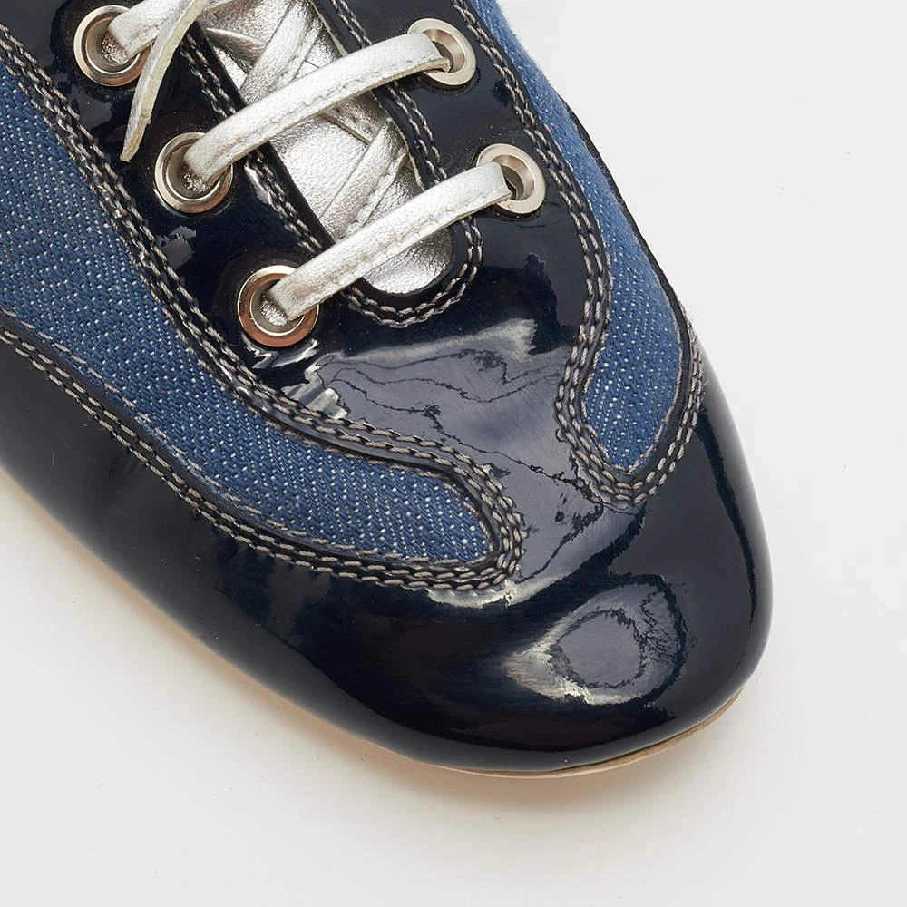 Tod's Blue/Silver Denim And Leather Low Top Sneakers Size 38 商品