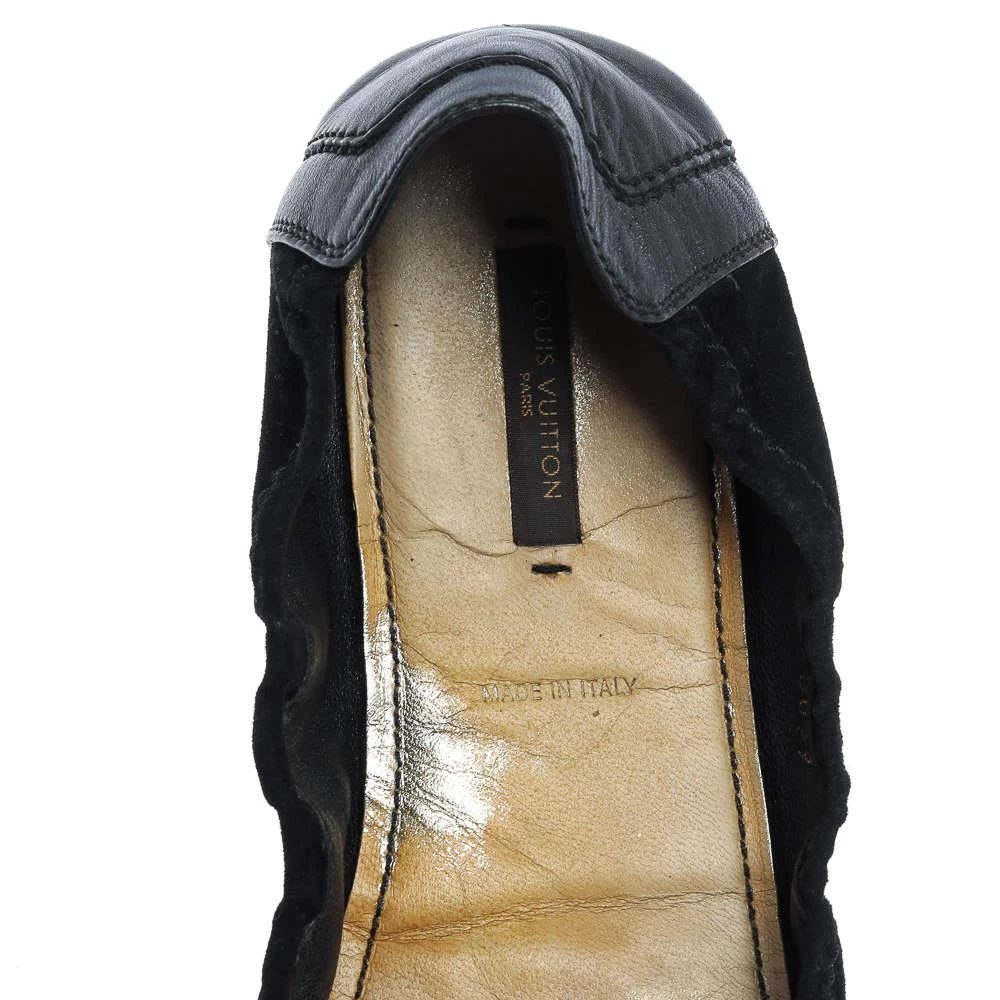 Louis Vuitton Black  Suede And Leather Dice Scrunch Ballet Flats Size 38 商品