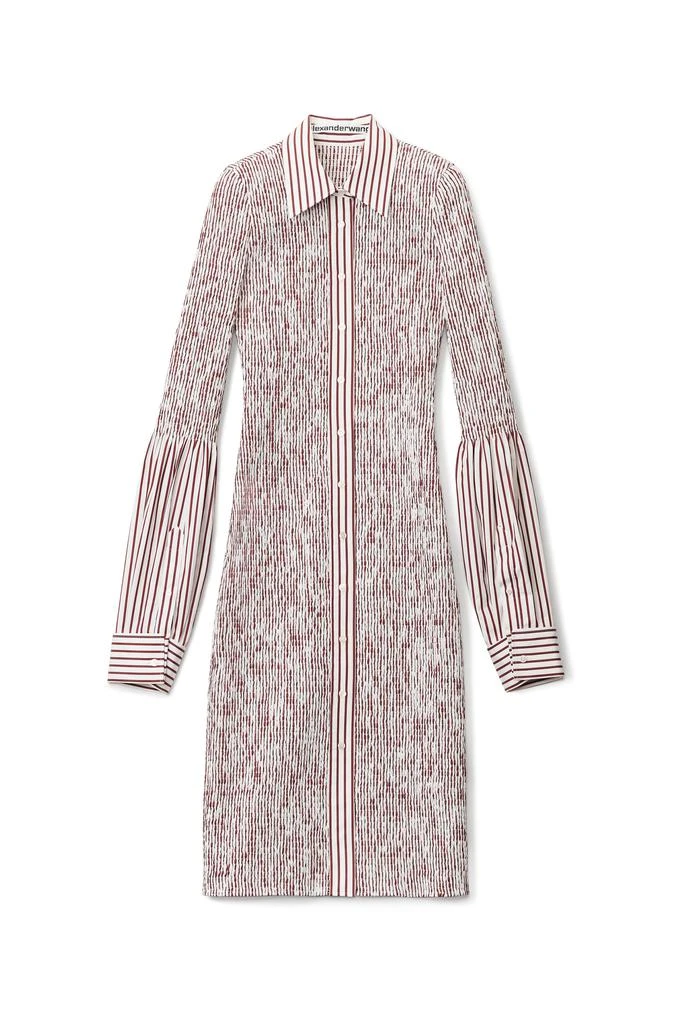 商品Alexander Wang|SMOCKED STRIPED DRESS IN COTTON POPLIN,价格¥6286,第1张图片