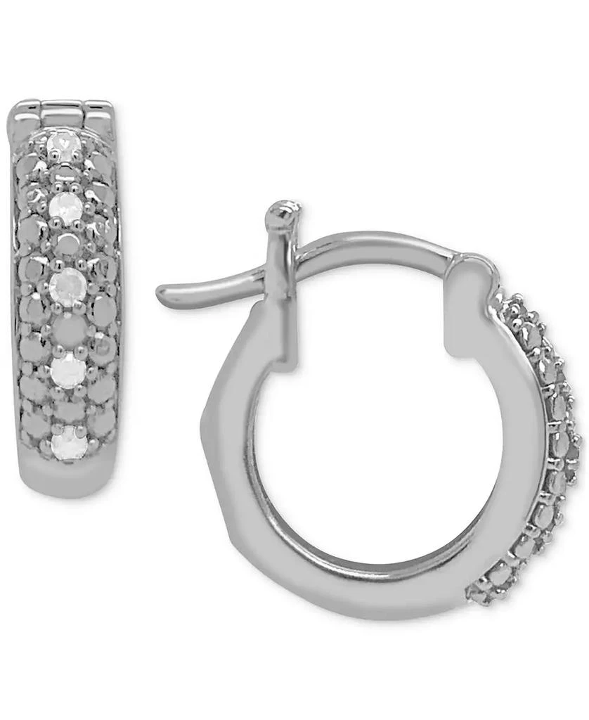 商品Macy's|Diamond Hoop Earrings (1/10 ct. t.w.) in Sterling Silver,价格¥190,第1张图片