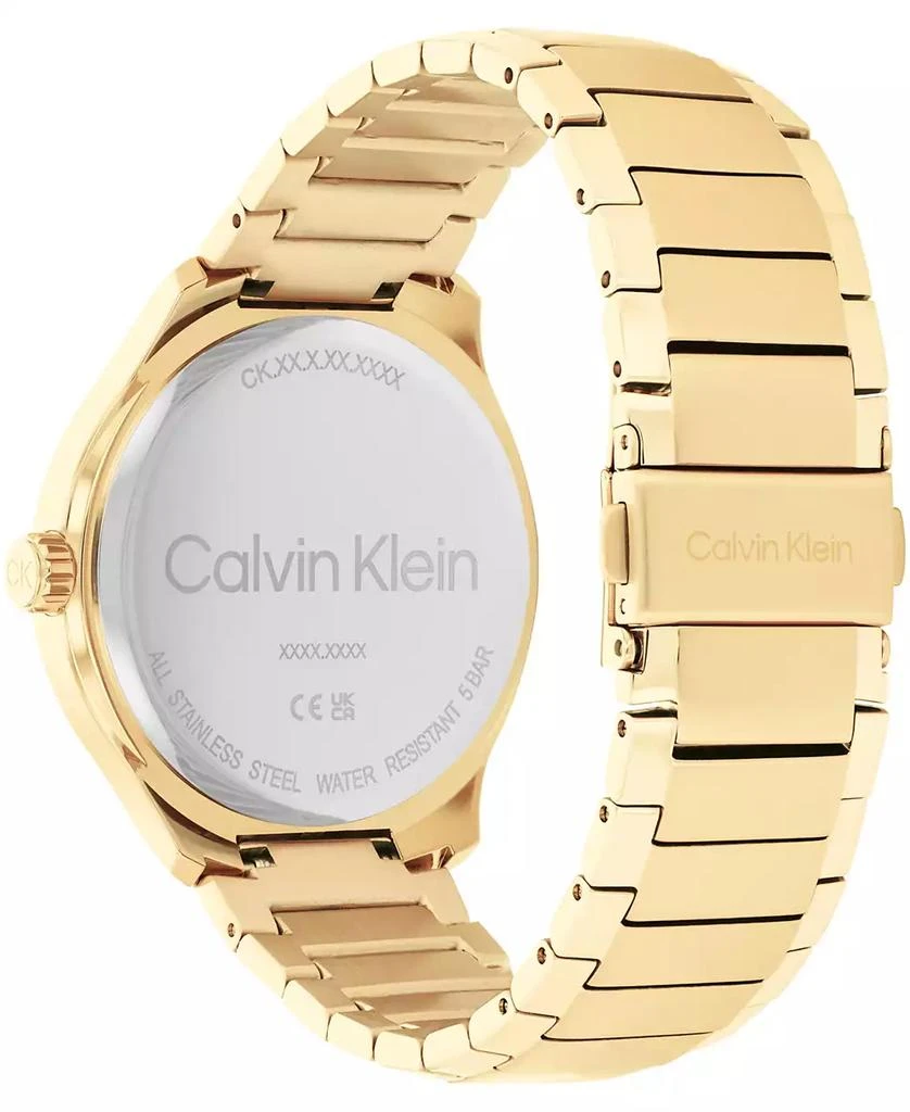 商品Calvin Klein|Men's 3H Quartz Gold-Tone Stainless Steel Bracelet Watch 43mm,价格¥996,第2张图片详细描述