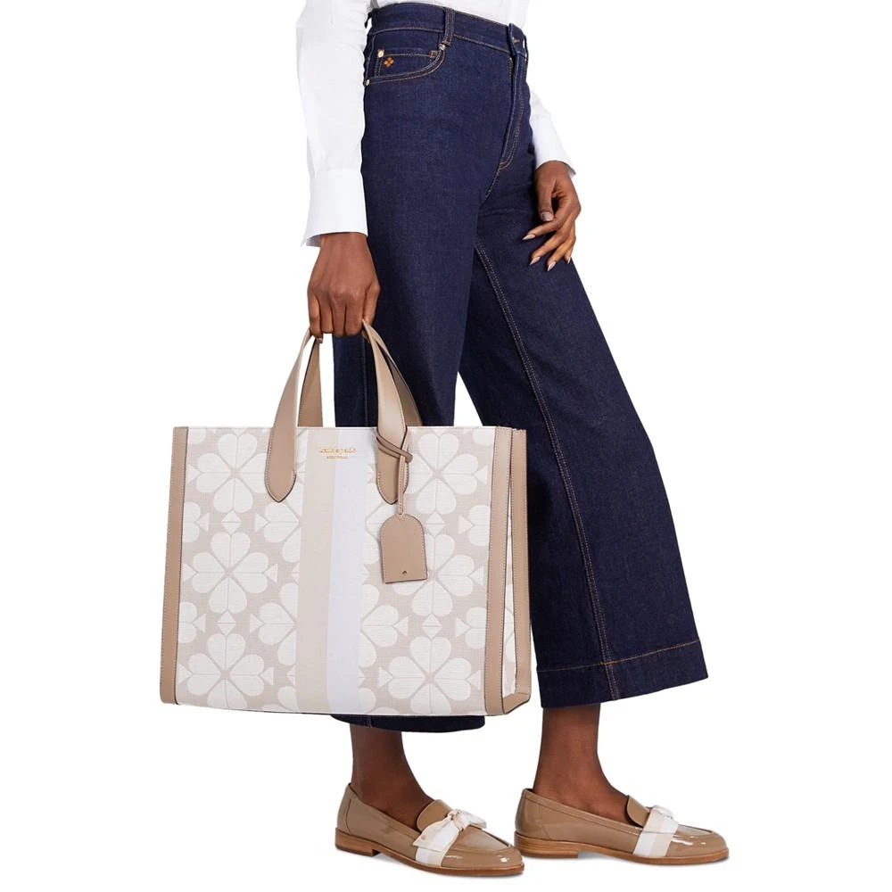 商品Kate Spade|Oversized Spade Flower Jacquard Stripe Manhattan Tote,价格¥3740,第5张图片详细描述
