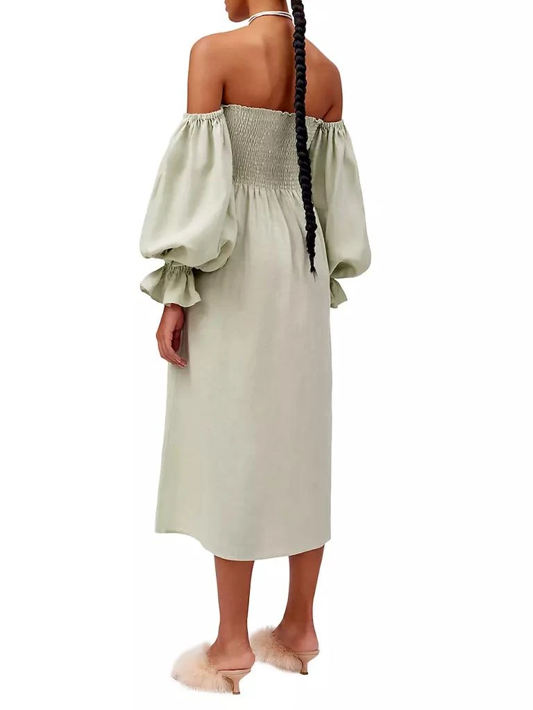 商品Sleeper|Atlanta Smocked Linen Midi Dress,价格¥1441,第3张图片详细描述