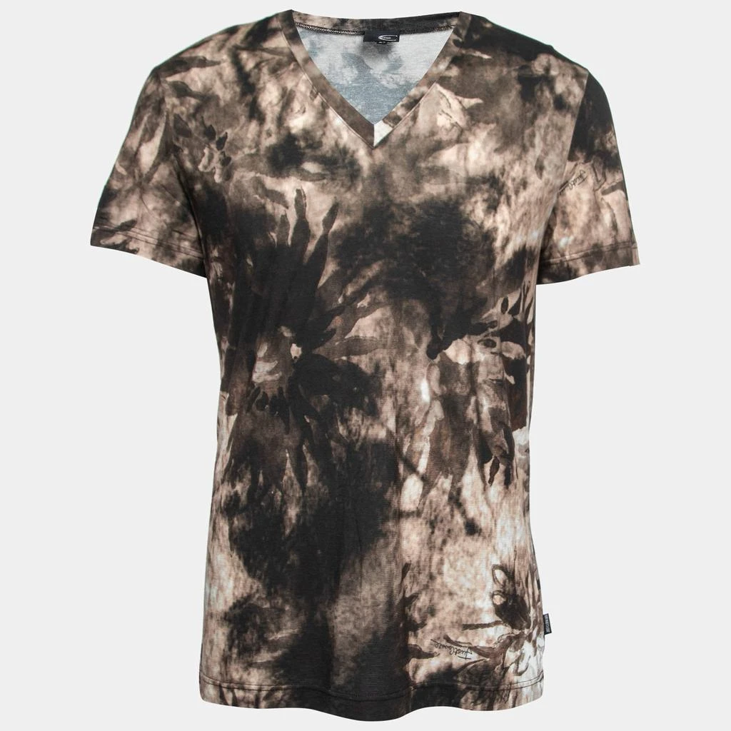 商品[二手商品] Just Cavalli|Just Cavalli Brown Printed Jersey V-Neck Short Sleeve T-Shirt XXL,价格¥1206,第1张图片