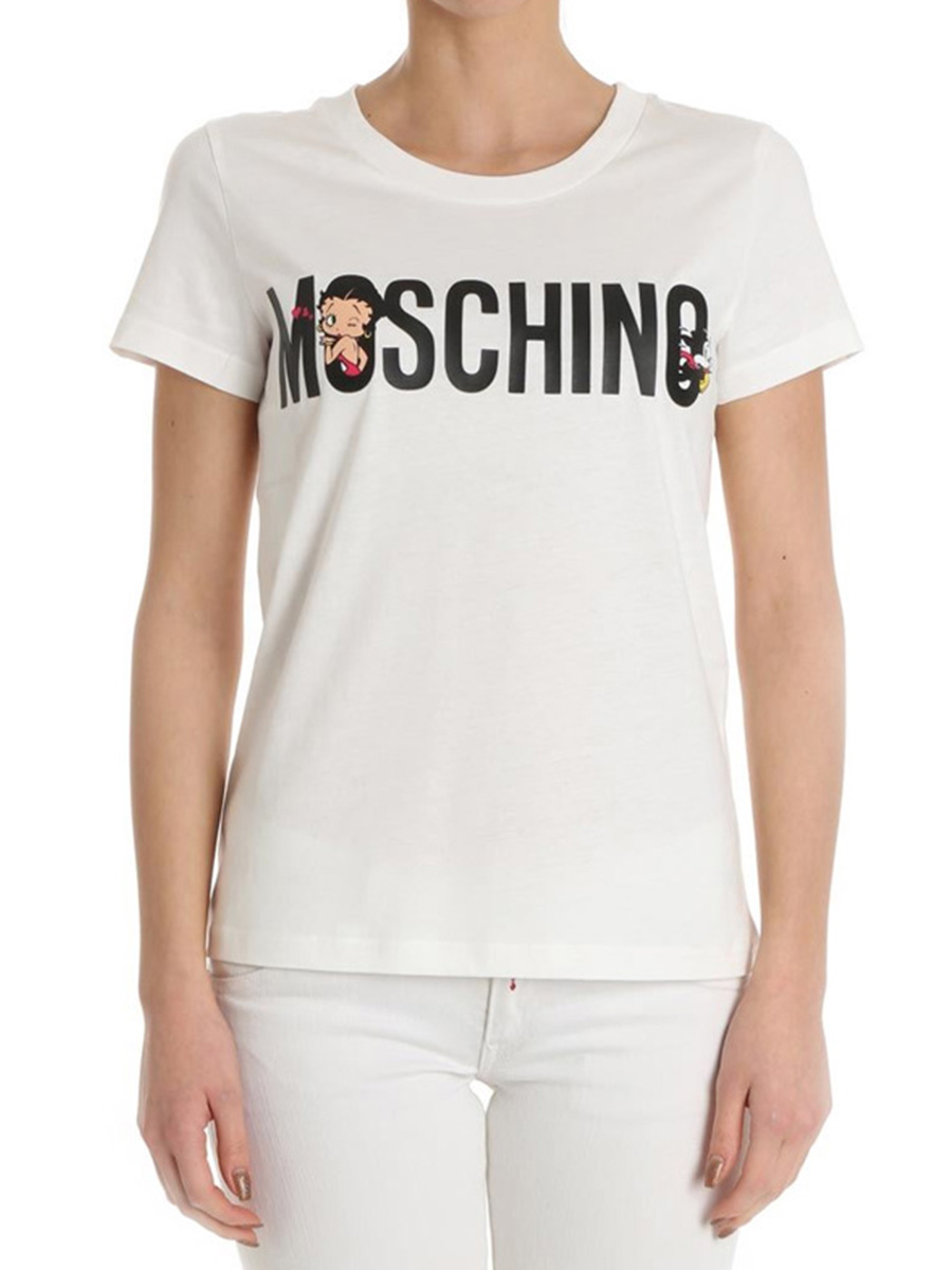 Moschino 莫斯奇诺 女士白色纯棉T恤 EA0707-0540-1001商品第1张图片规格展示