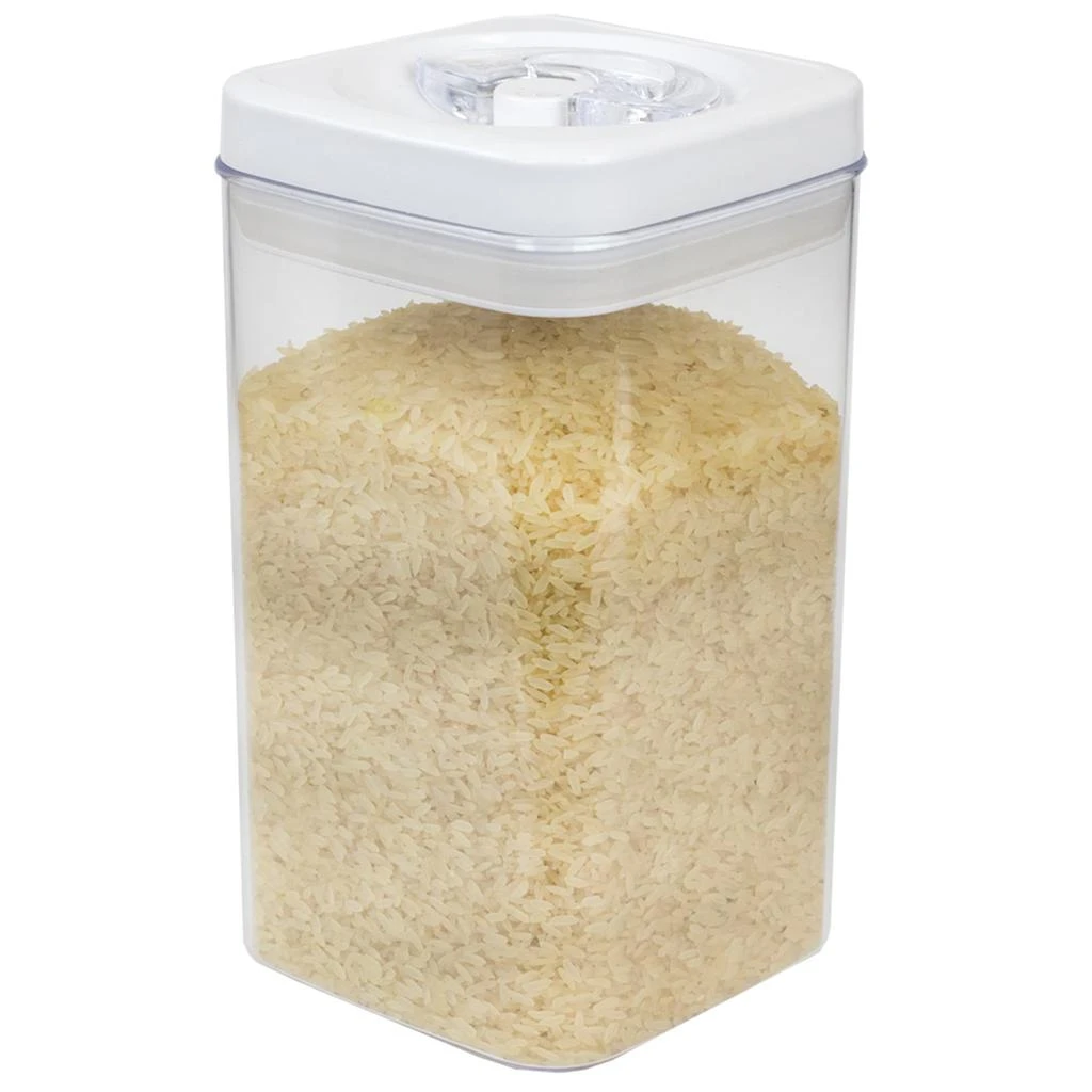 商品Home Basics|Home Basics 2.3 Liter Twist 'N Lock Air-Tight Square Plastic Canister, White,价格¥135,第1张图片