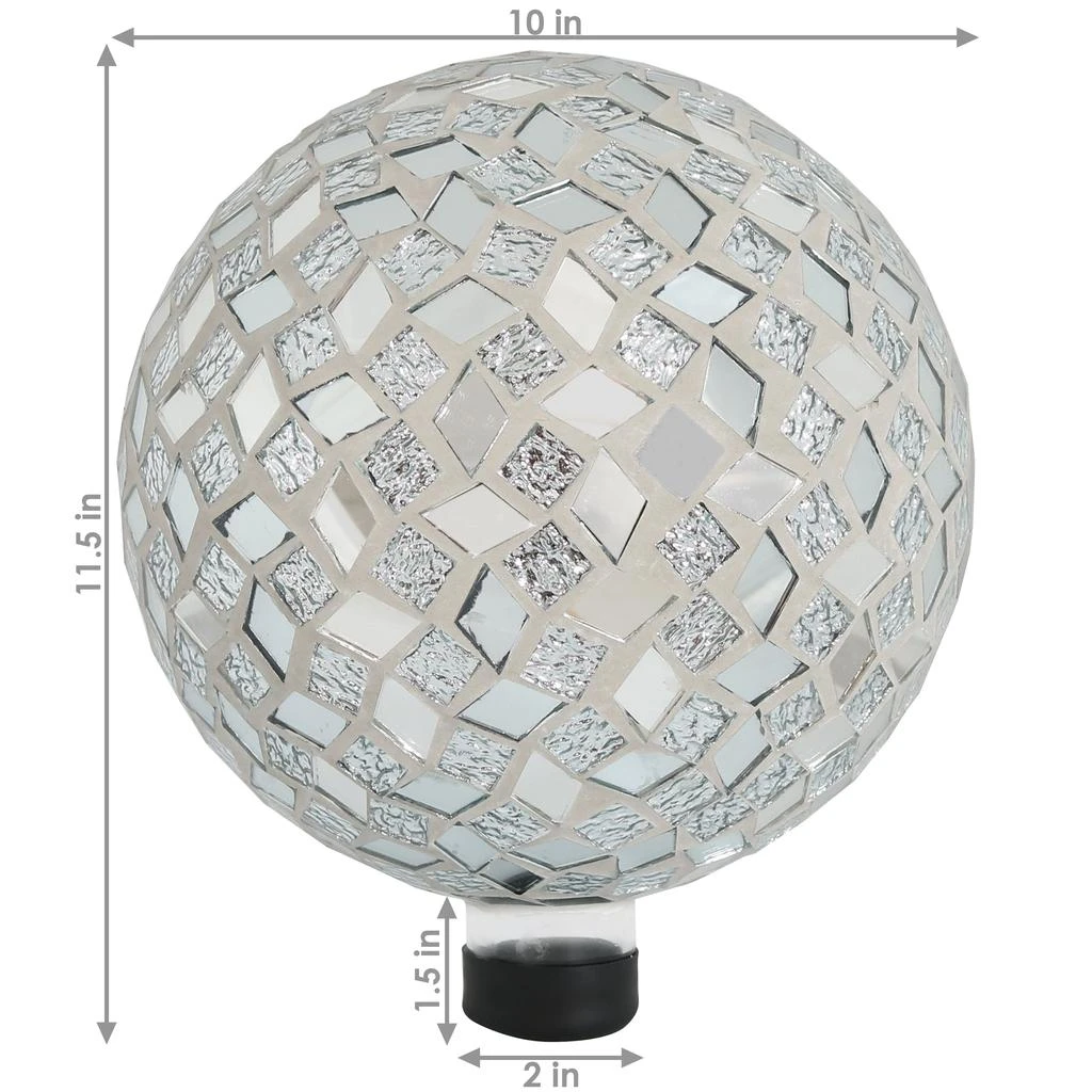 商品Sunnydaze|Indoor/Outdoor Mirrored Diamond Mosaic Gazing Globe Ball for Lawn, Patio or Indoors - 10" Diameter - Silver - 2-Pack,价格¥727,第3张图片详细描述