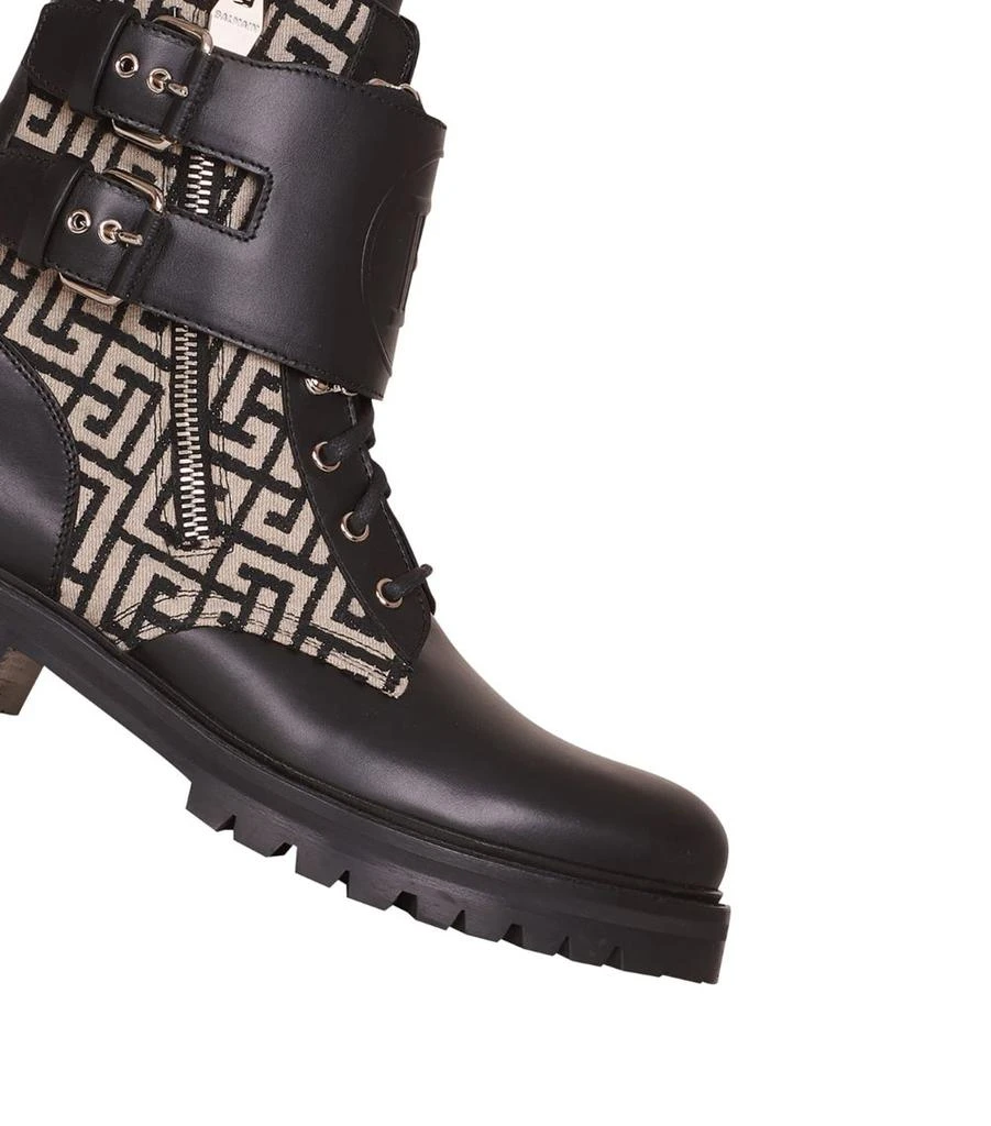 商品Balmain|Leather Monogram Print Ankle Boots,价格¥11799,第4张图片详细描述