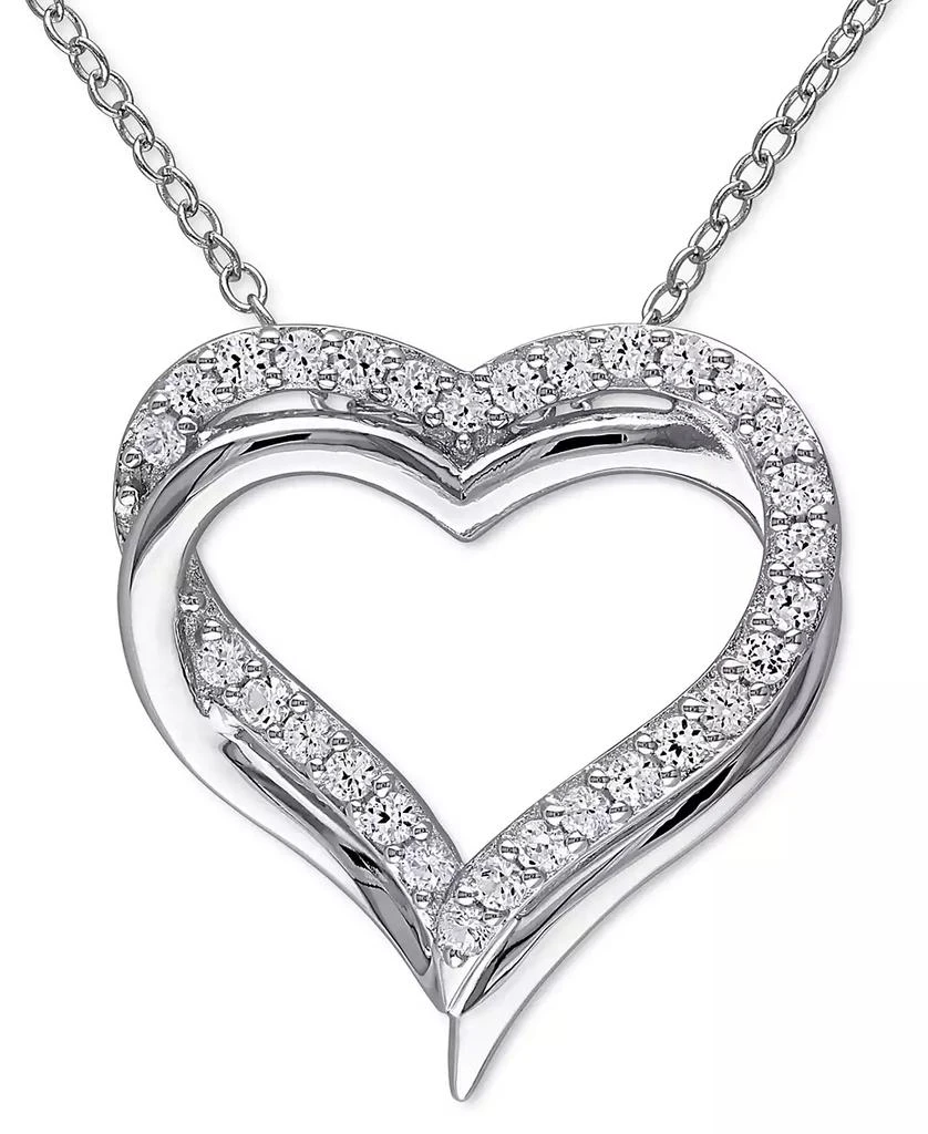 商品Macy's|Lab-Grown White Sapphire Heart 18" Pendant Necklace (5/8 ct. t.w.) in Sterling Silver,价格¥421,第1张图片