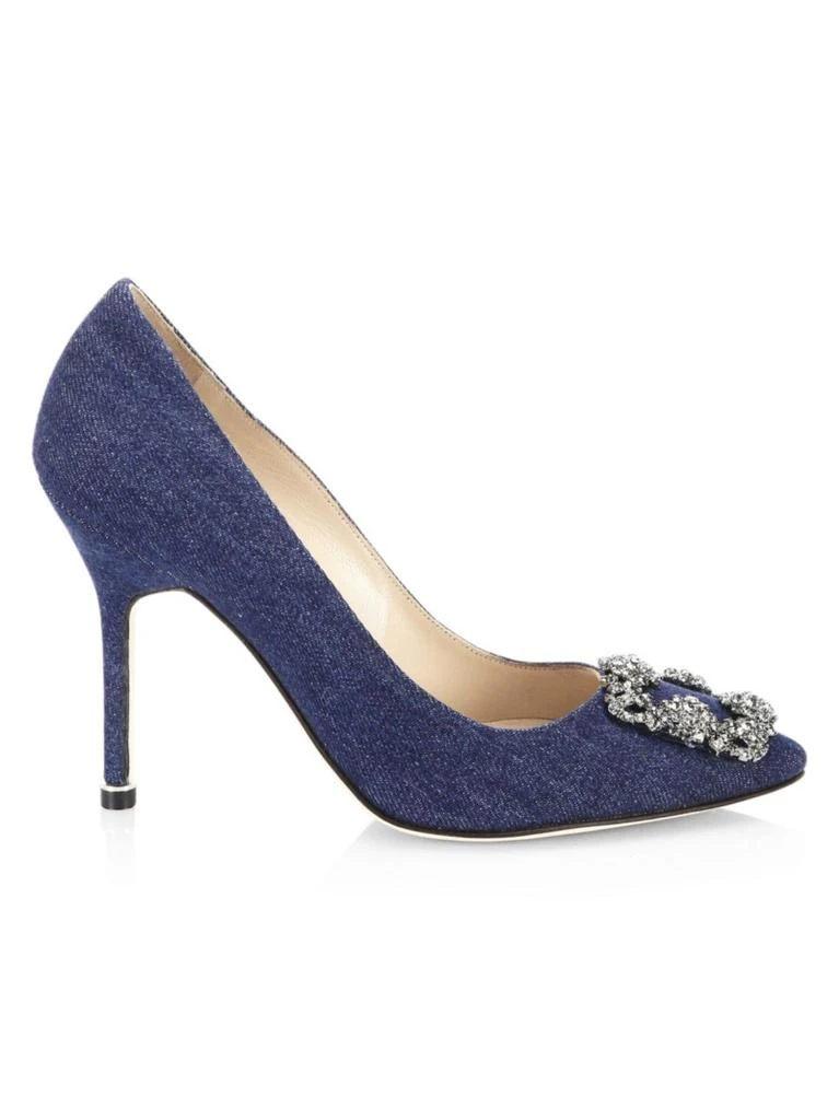 商品Manolo Blahnik|Hangisi 105 Embellished Denim Pumps,价格¥2978,第1张图片