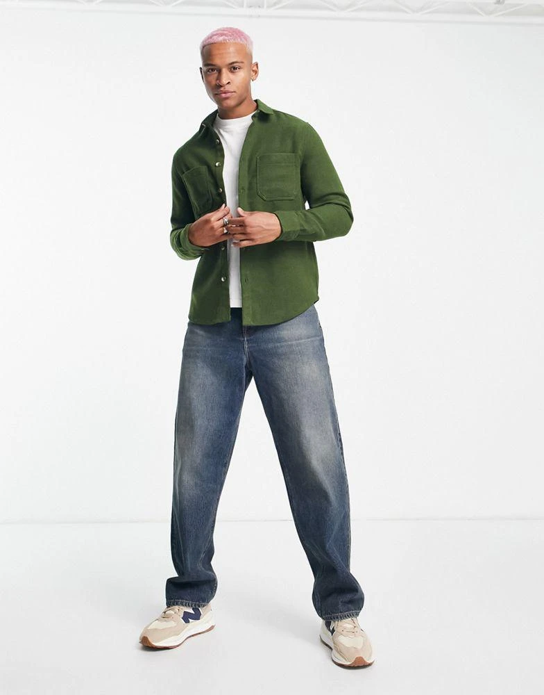商品ASOS|ASOS DESIGN wool mix shacket in olive green,价格¥193,第2张图片详细描述