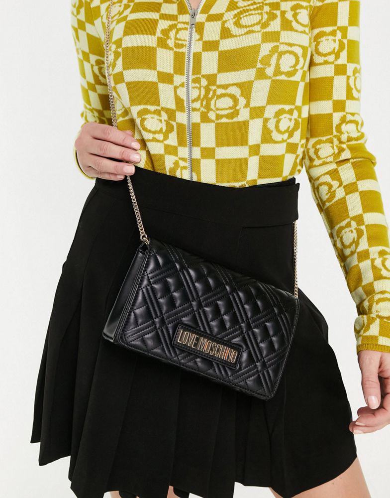 Love Moschino quilted crossbody bag in black商品第1张图片规格展示
