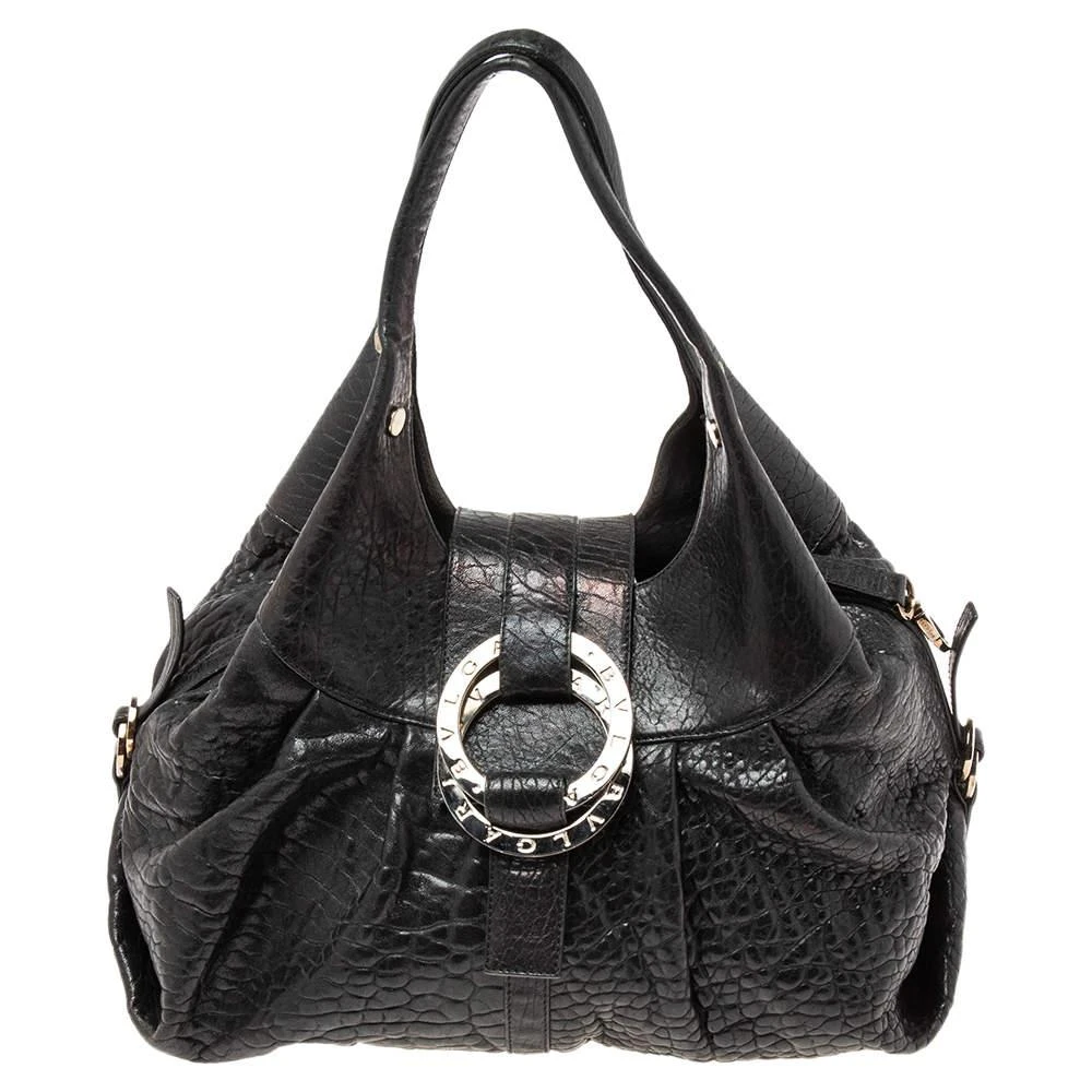 商品[二手商品] BVLGARI|Bvlgari Black Textured Leather Chandra Hobo,价格¥3156,第1张图片