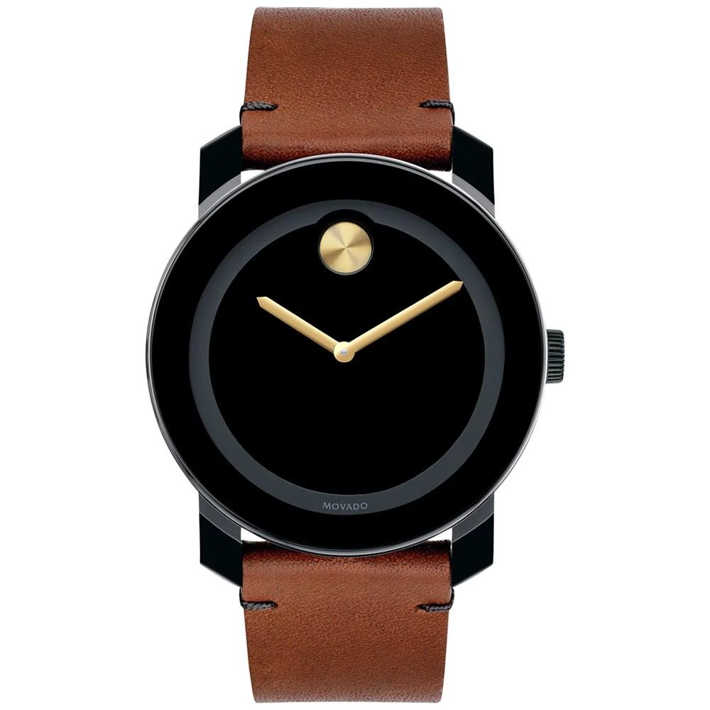 商品Movado|摩凡陀Movado Unisex Swiss Bold Rustic Brown Leather Strap Watch 42mm 3600305,价格¥2673,第1张图片