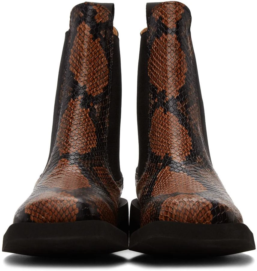 商品Ganni|Brown Embossed Snake Chelsea Boots,价格¥1236,第2张图片详细描述