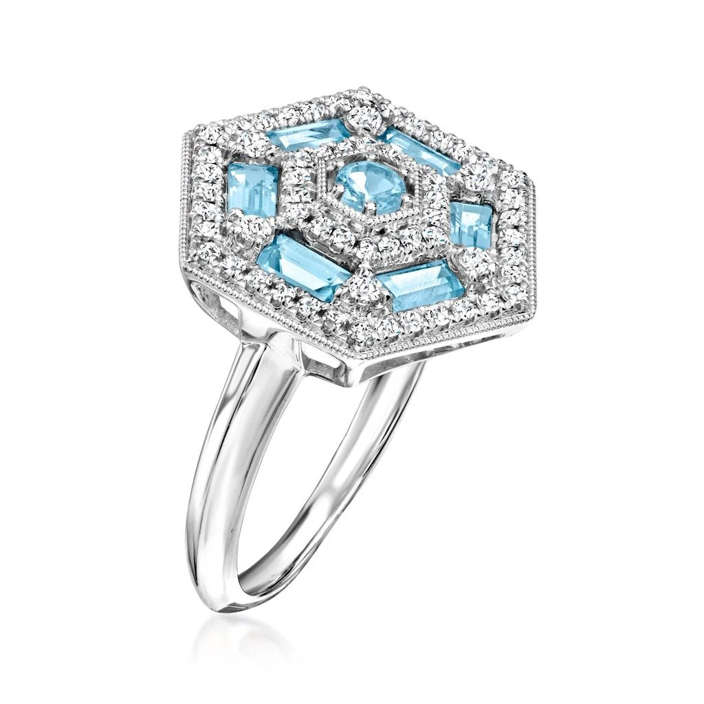 商品Ross-Simons|Sky Blue and White Topaz Vintage-Style Ring in Sterling Silver,价格¥1751,第3张图片详细描述