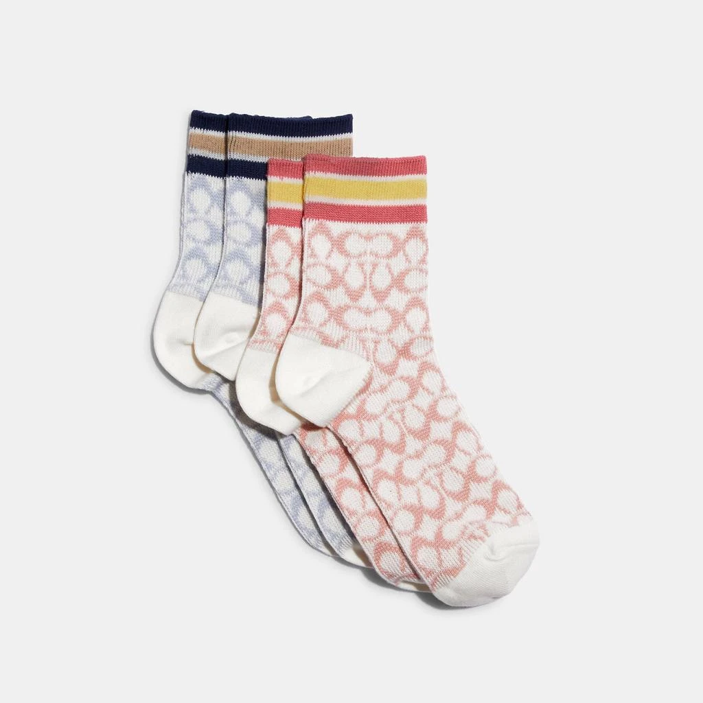 商品Coach|Coach Outlet Signature Quarter Length Socks,价格¥195,第1张图片