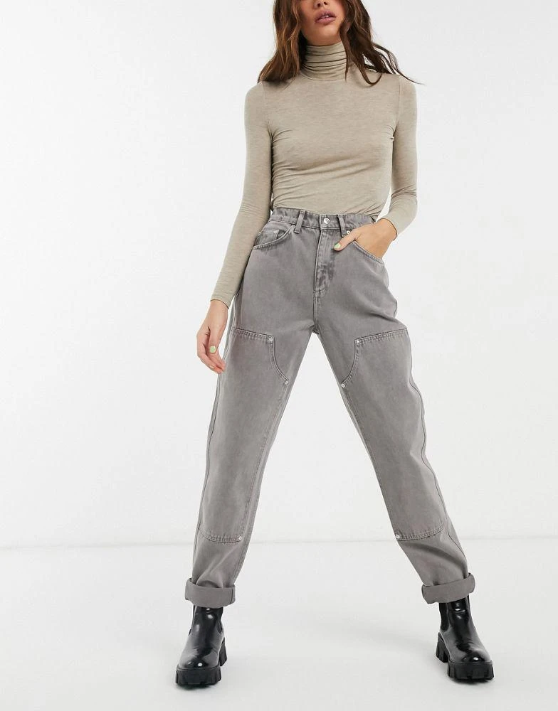 商品ASOS|ASOS DESIGN high rise patched utility jeans in grape,价格¥163,第1张图片