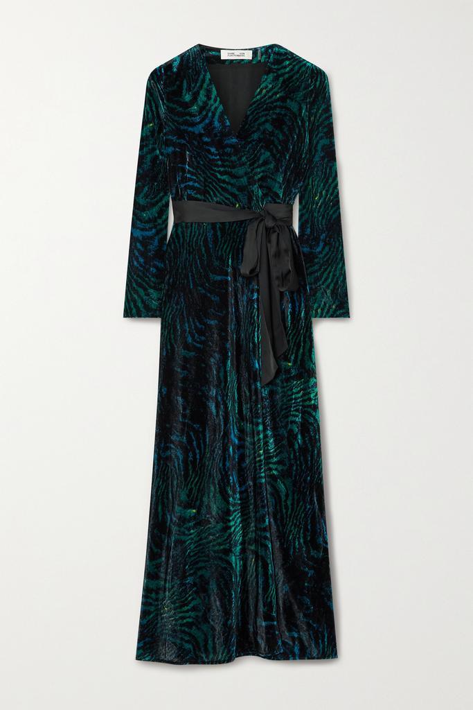 商品Diane von Furstenberg|配腰带虎纹天鹅绒超长连衣裙  - US2,价格¥7870,第1张图片
