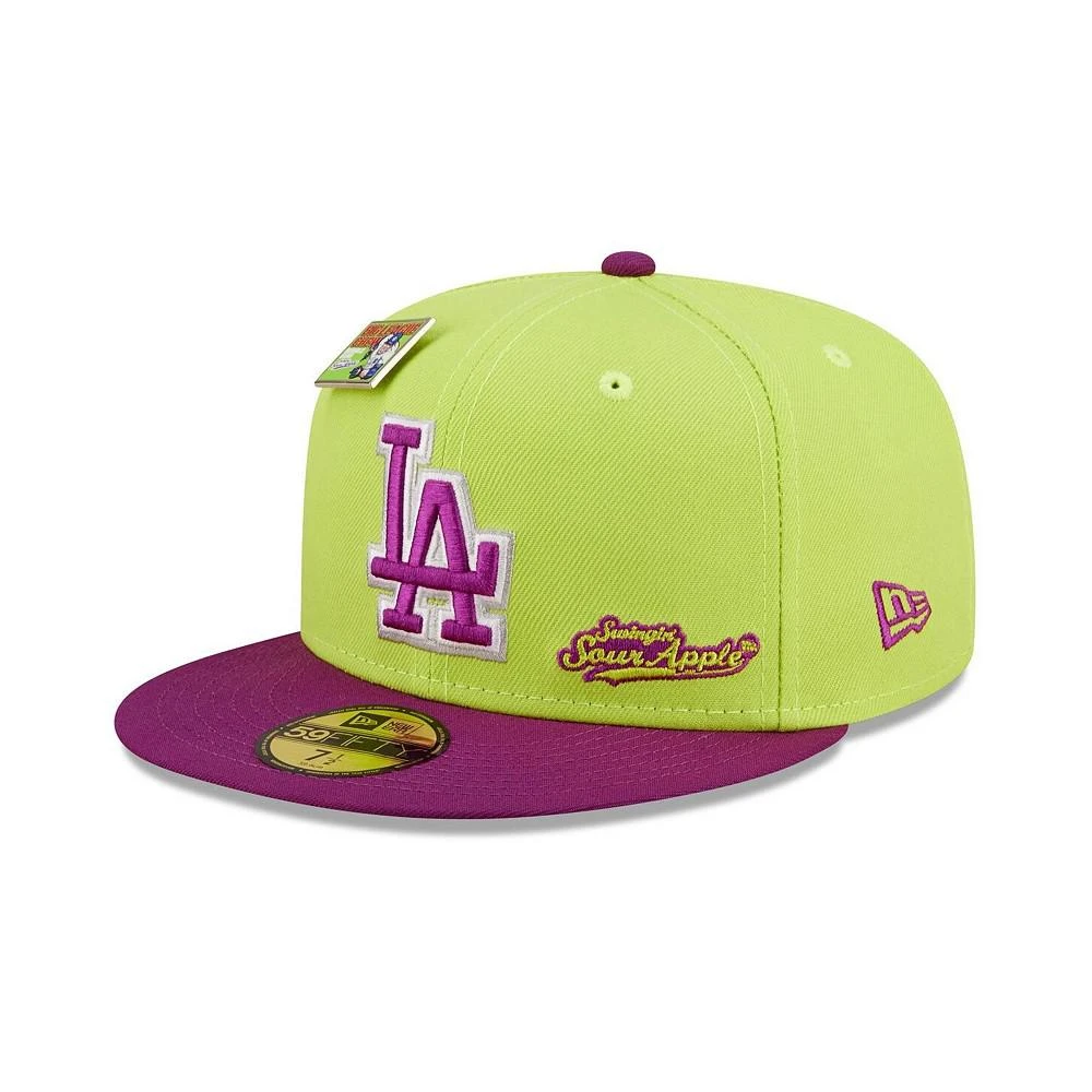商品New Era|Men's Green and Purple Los Angeles Dodgers MLB x Big League Chew Swingin' Sour Apple Flavor Pack 59FIFTY Fitted Hat,价格¥274,第3张图片详细描述