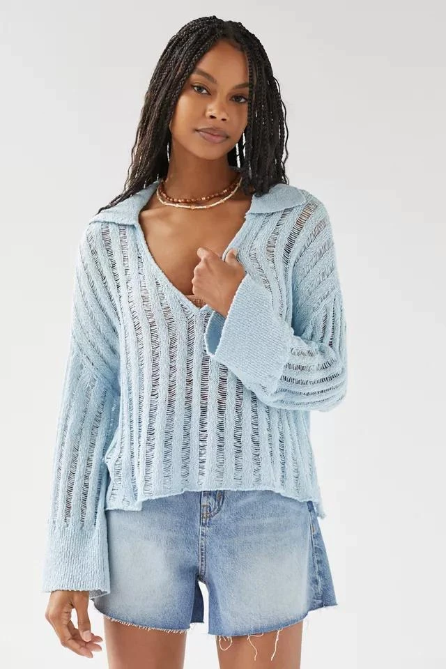 商品BDG|BDG Everett Textured Polo Sweater,价格¥149,第4张图片详细描述