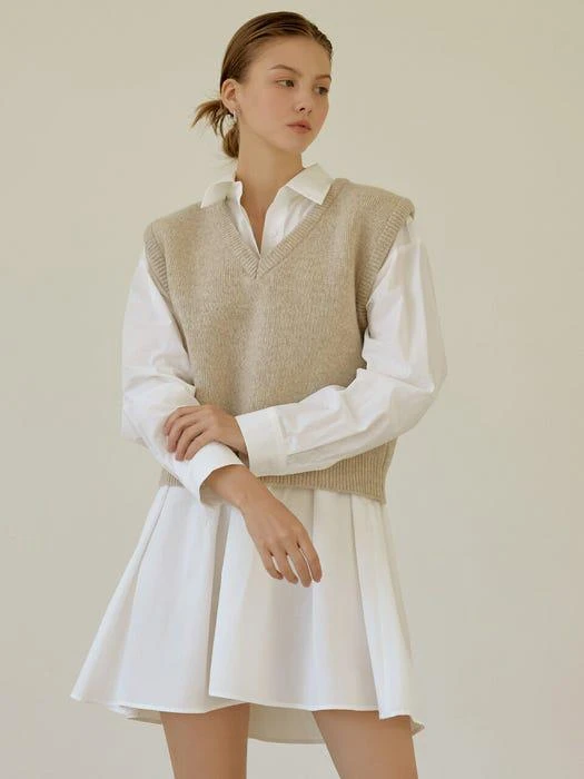 商品RE_L|Simple Wool Knit Vest_BEIGE,价格¥265,第4张图片详细描述