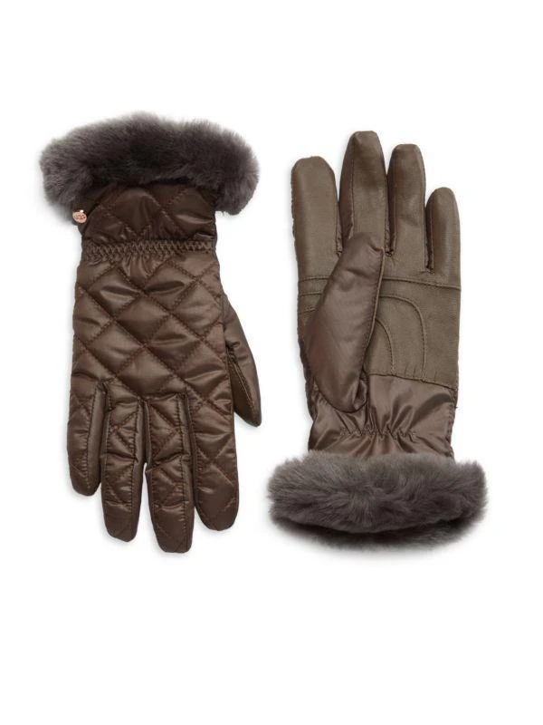 商品UGG|Faux Fur Trim Quited Gloves,价格¥412,第1张图片