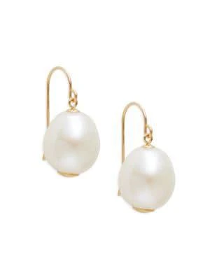 商品BELPEARL|14K Yellow Gold & 11MM Cultured Freshwater Pearl Drop Earrings,价格¥1222,第1张图片