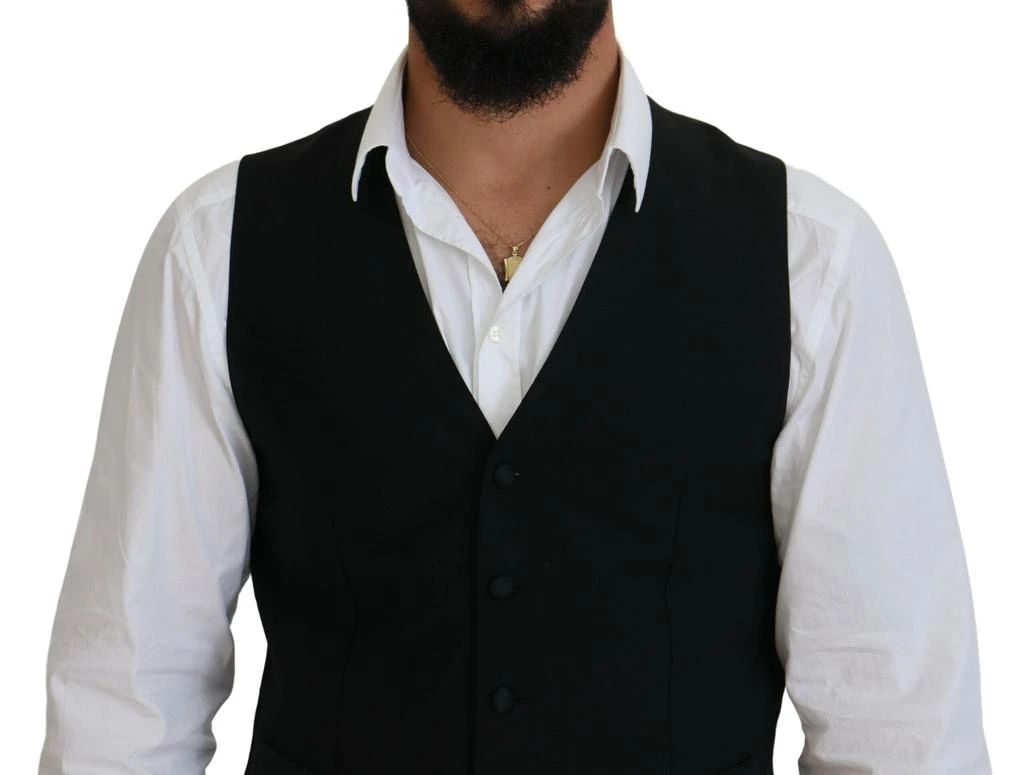 商品Dolce & Gabbana|Dolce & Gabbana Black Virgin Wool Waistcoat Formal Vest,价格¥2792,第4张图片详细描述