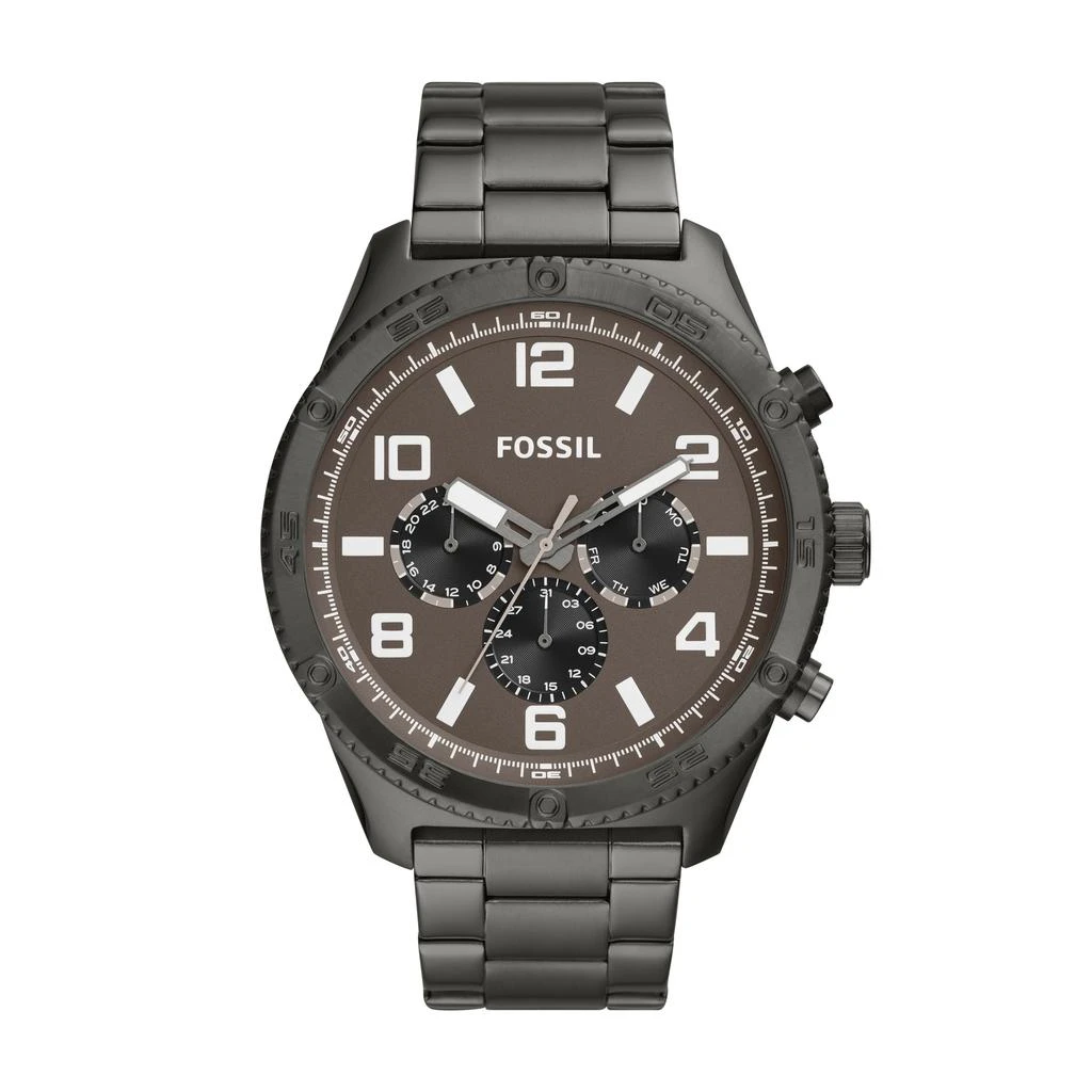 商品Fossil|Men's Brox Multifunction, Smoke-Tone Stainless Steel Watch,价格¥563,第1张图片