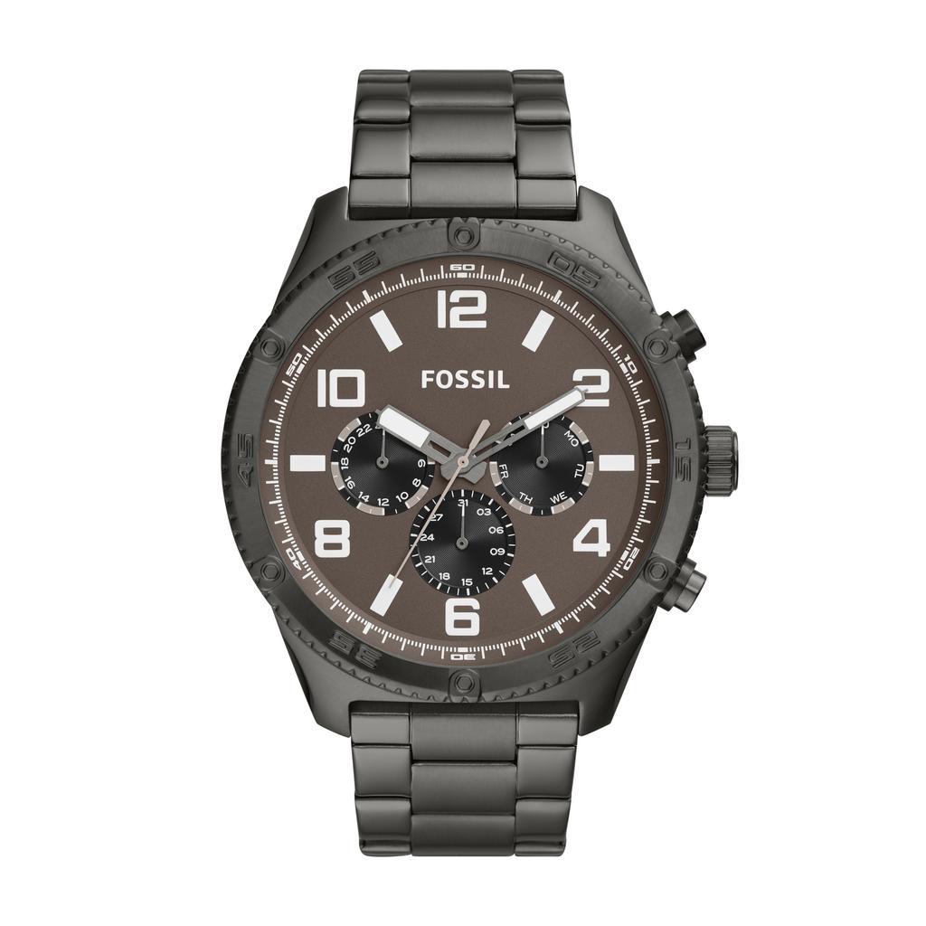 商品Fossil|Fossil Men's Brox Multifunction, Smoke-Tone Stainless Steel Watch,价格¥465,第1张图片