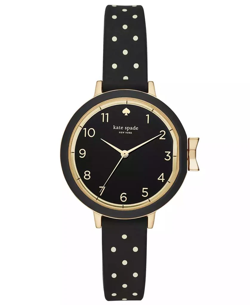 商品Kate Spade|Women's Park Row Black Dot Silicone Strap Watch 34mm,价格¥1110,第1张图片