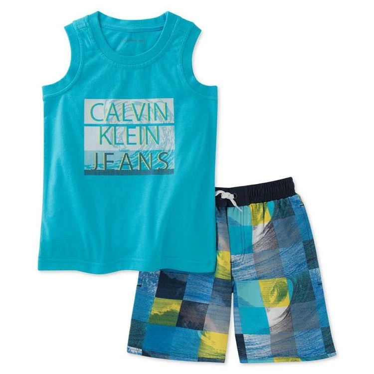 商品Calvin Klein|2-Pc. Graphic-Print Tank & Shorts Set, Baby Boys (0-24 months),价格¥57,第2张图片详细描述