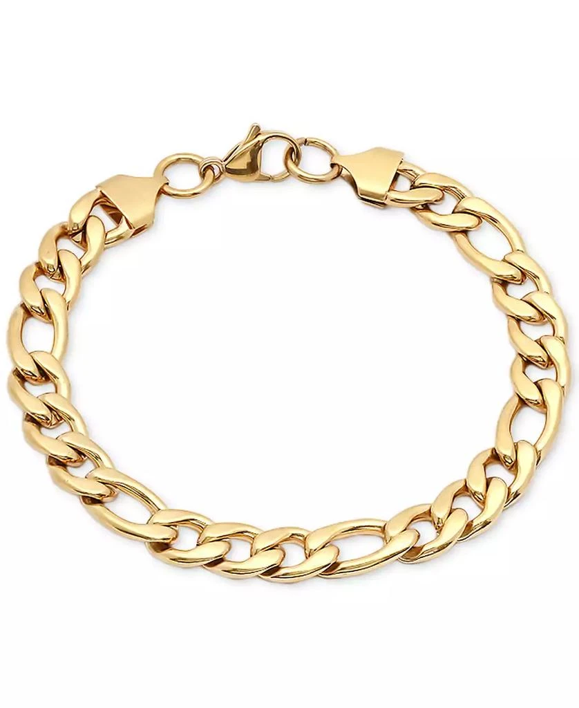 商品STEELTIME|Men's 18k Gold-Plated Stainless Steel Figaro Link Bracelet,价格¥288,第1张图片