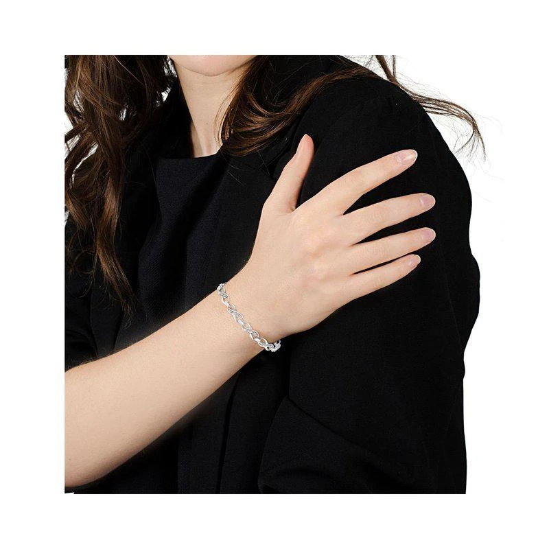 商品Haus of Brilliance|.925 Sterling Silver Prong Set Diamond Accent Ribbon and Infinity Link Bracelet,价格¥1448,第2张图片详细描述