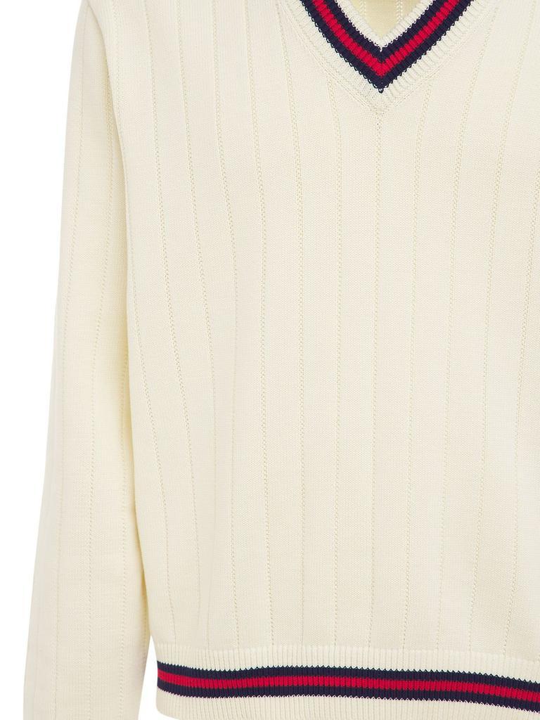 商品Gucci|Cotton Knit V-neck Sweater W/ Web,价格¥8493,第5张图片详细描述