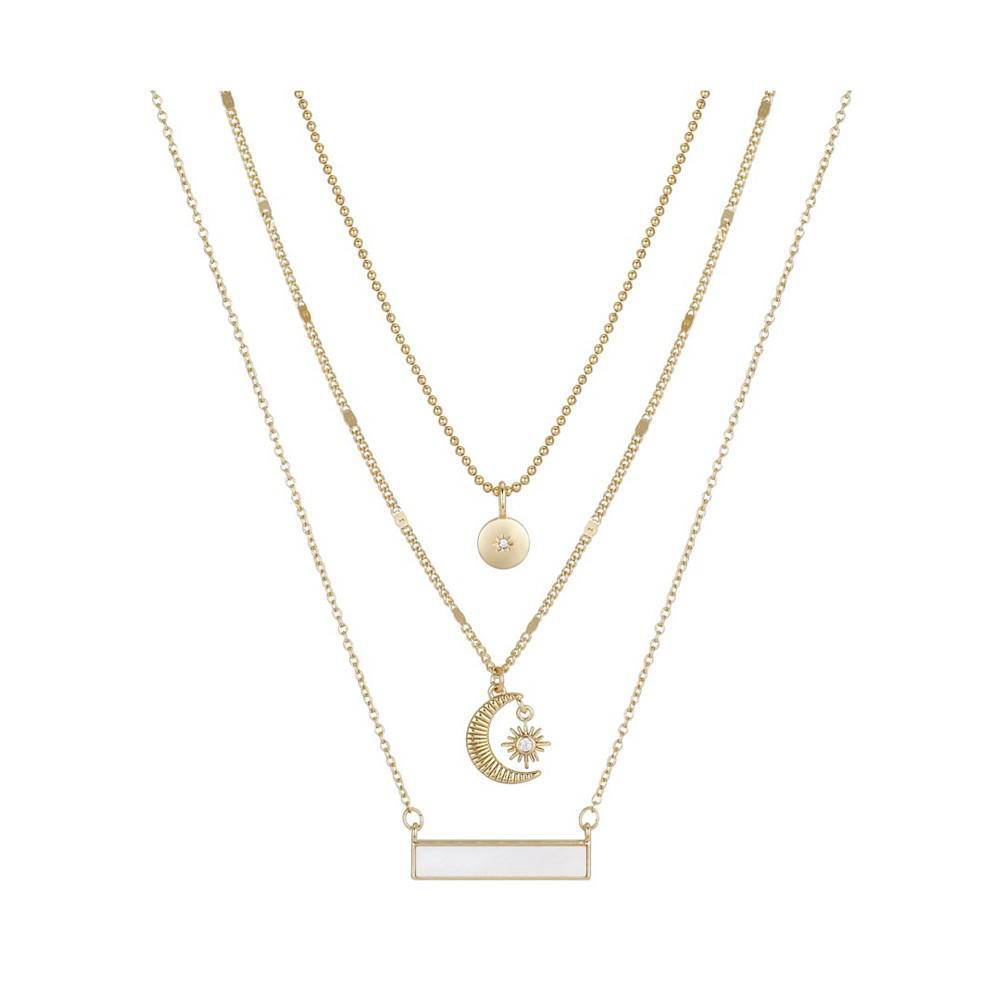 商品Unwritten|14K Gold Flash-Plated 3-Piece Celestial Layered Pendant Set,价格¥180,第1张图片