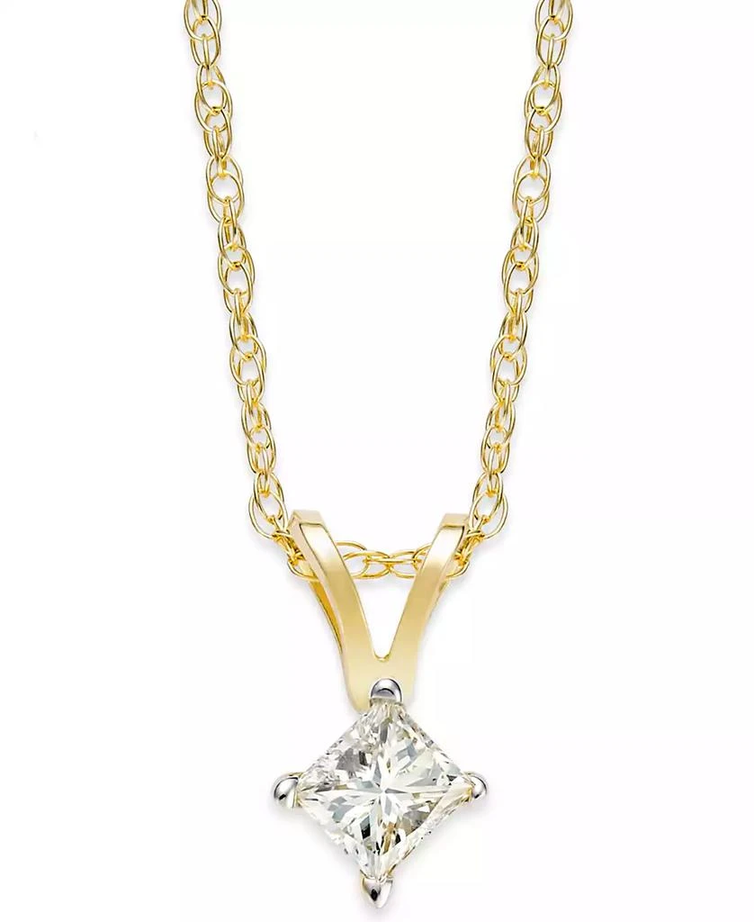 商品Macy's|Princess-Cut Diamond Pendant Necklace in 10k Gold (1/5 ct. t.w.),价格¥4922,第1张图片