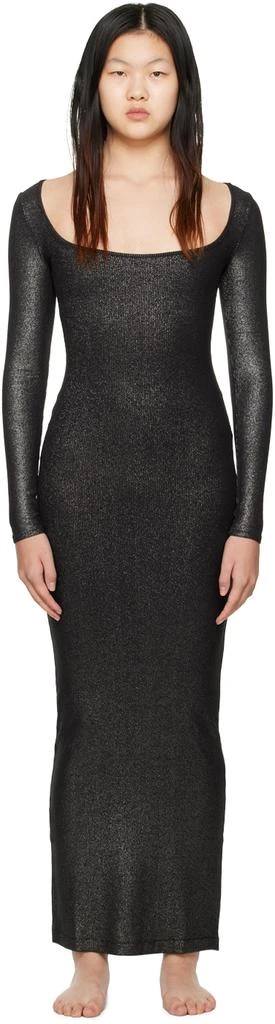 商品SKIMS|Black Soft Lounge Shimmer Long Sleeve Maxi Dress,价格¥511,第1张图片