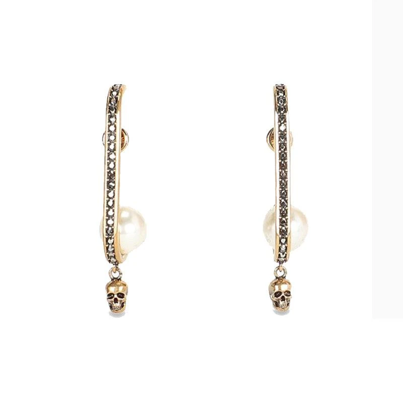 商品Alexander McQueen|骷髅珍珠吊坠耳饰耳环【香港仓极速发货】,价格¥2961,第1张图片