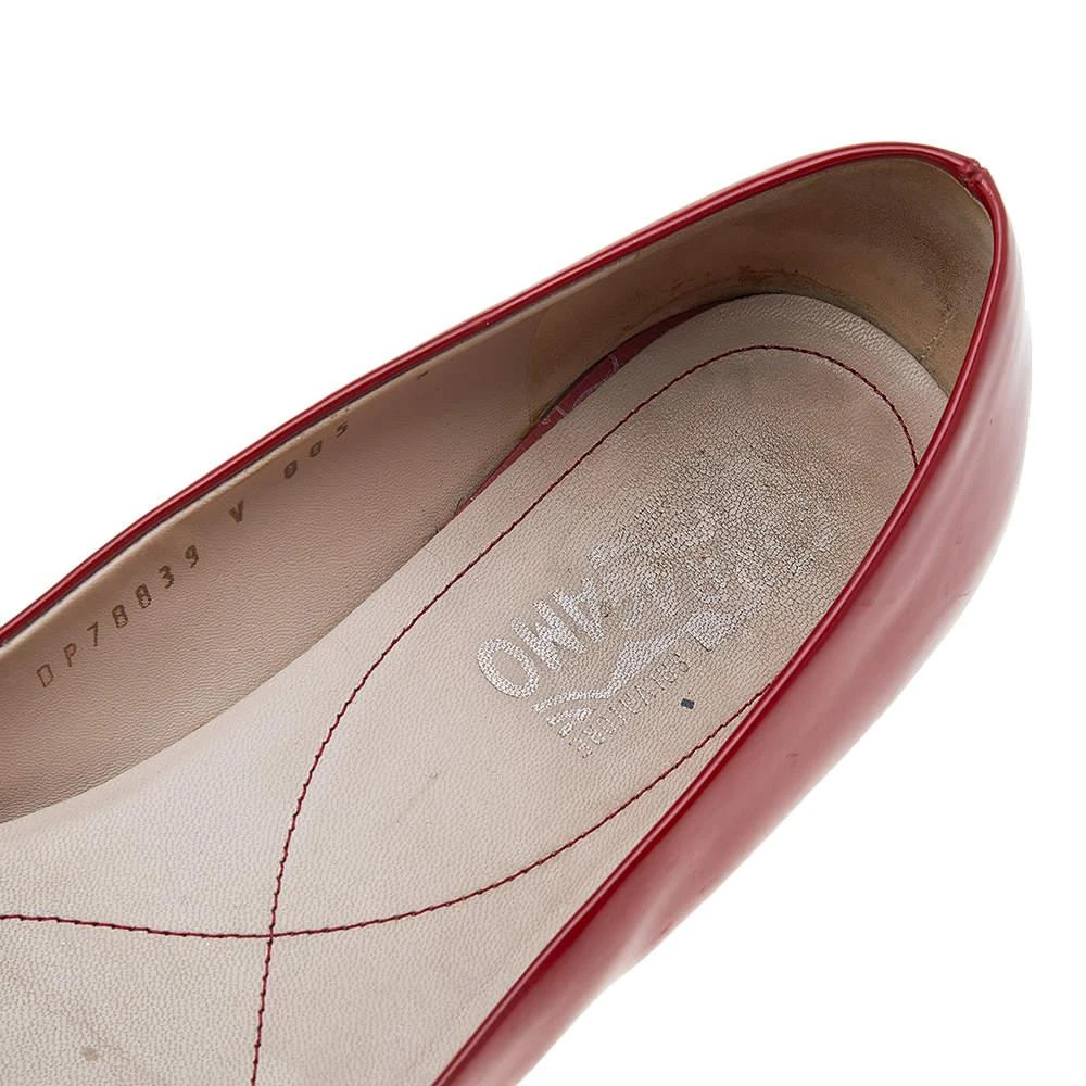 Salvatore Ferragamo Red Patent Leather Vara Bow Ballet Flats Size 39.5 商品