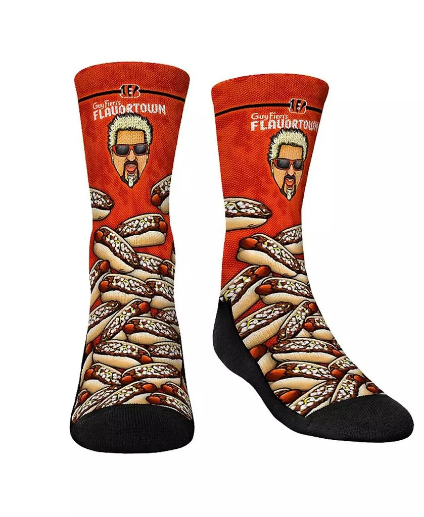 商品Rock 'Em|Big Boys and Girls Socks Cincinnati Bengals NFL x Guy Fieri’s Flavortown Crew Socks,价格¥165,第1张图片