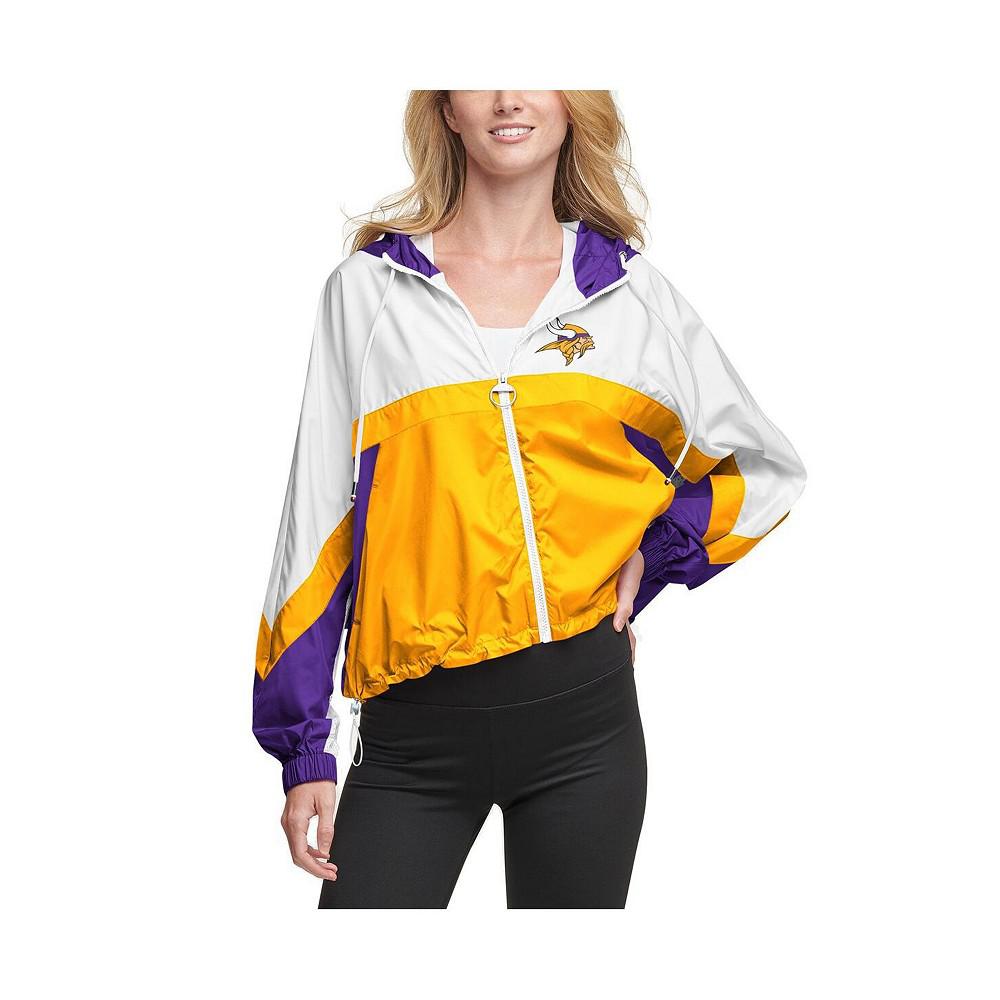 Women's White and Gold Minnesota Vikings Color Blocked Full-Zip Windbreaker Jacket商品第1张图片规格展示
