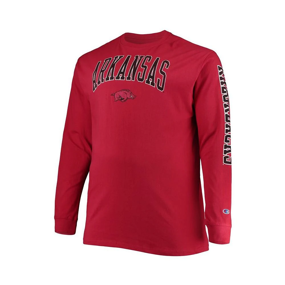 商品CHAMPION|Men's Cardinal Arkansas Razorbacks Big and Tall 2-Hit Long Sleeve T-shirt,价格¥293,第2张图片详细描述