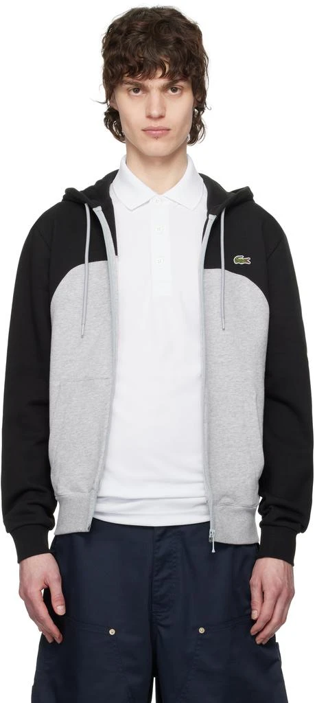 商品Lacoste|黑色 & 灰色 Zipped Colour-Block 连帽衫,价格¥648,第1张图片