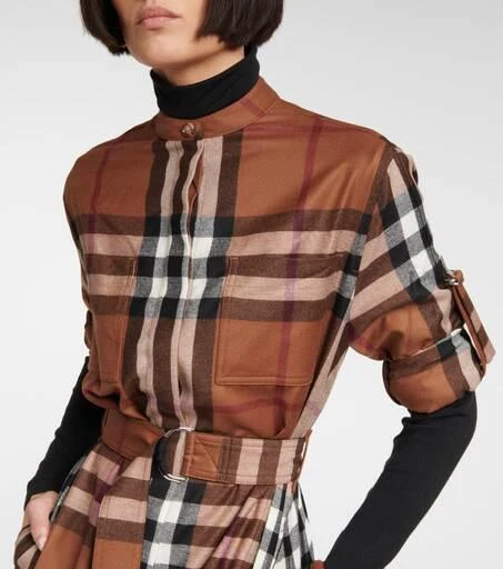 商品Burberry|格纹羊毛衬衫式连衣裙,价格¥12375,第4张图片详细描述