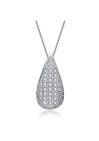 商品Rozzato|Ga .925 Sterling Silver Small White Cubic Zirconia Teardrop Pendant,价格¥342,第1张图片